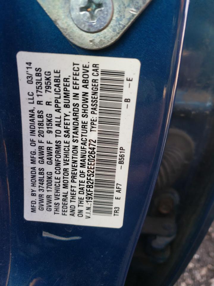 Zdjęcie 10 z aukcji – 2014 HONDA CIVIC LX z VIN 19XFB2F52EE026472