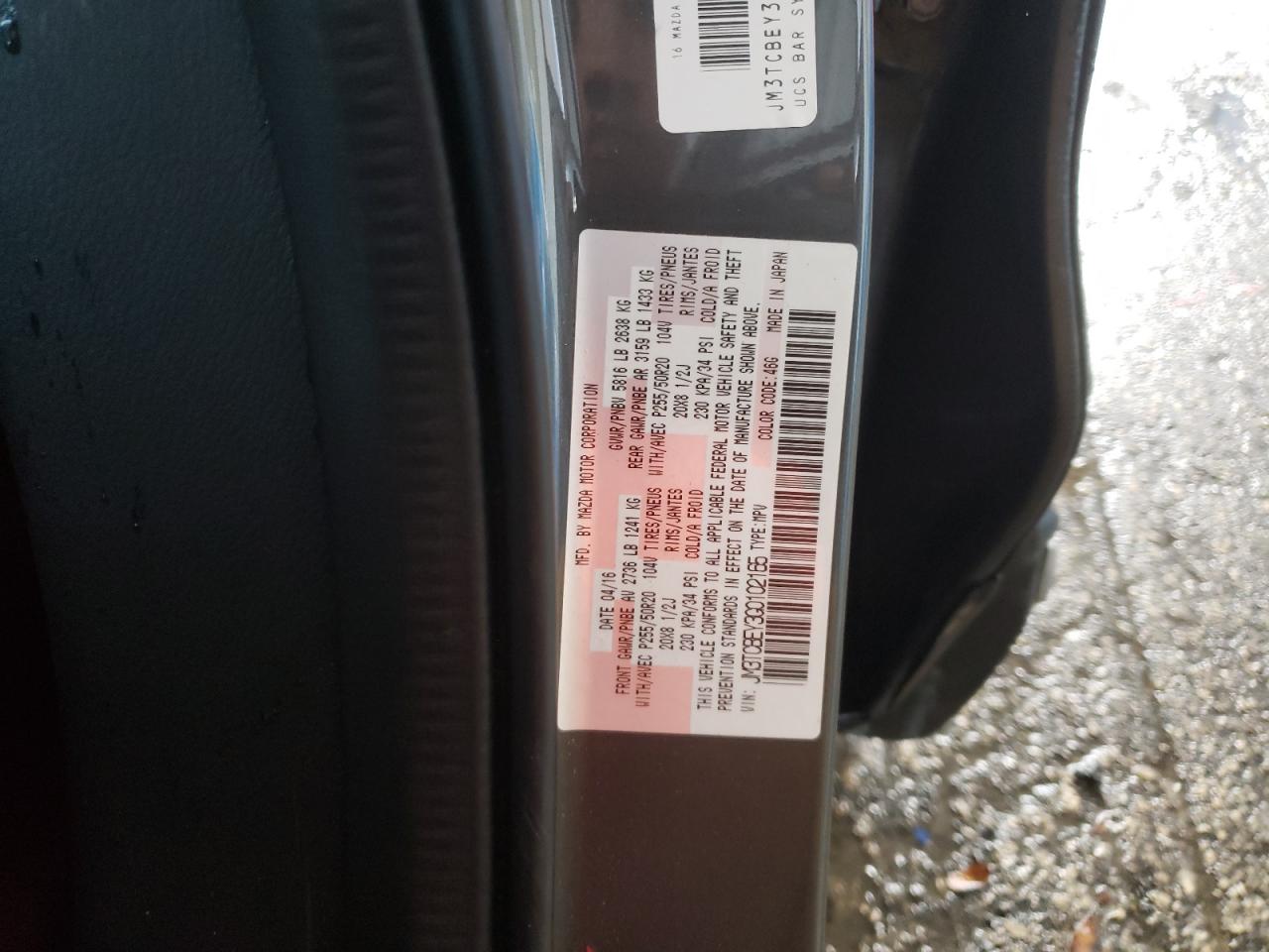 Photo 10 from auction – 2016 MAZDA CX-9 SIGNA with VIN JM3TCBEY3G0102165