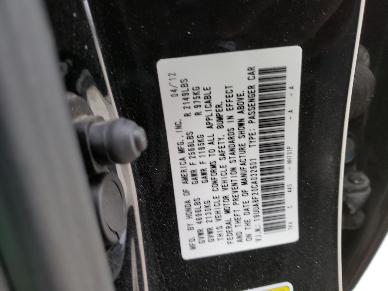 Photo 10 from auction – 2012 ACURA TL with VIN 19UUA8F20CA032601