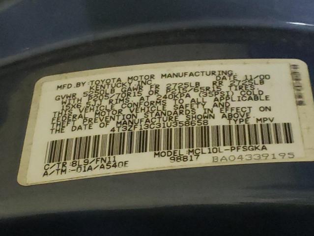 Photo 10 from auction – 2001 TOYOTA SIENNA LE with VIN 4T3ZF13C31U358658