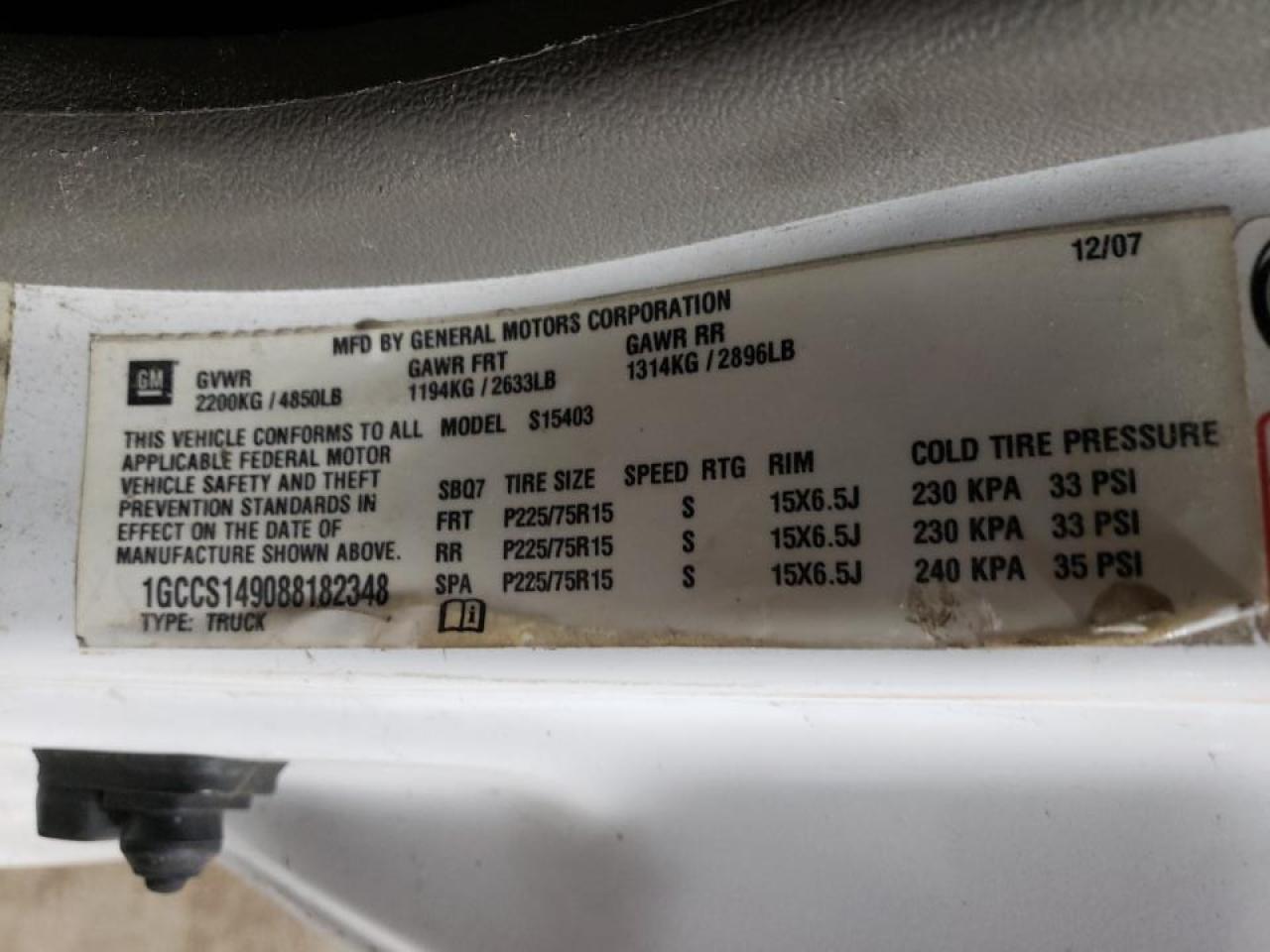 Photo 10 from auction – 2008 CHEVROLET COLORADO with VIN 1GCCS149088182348