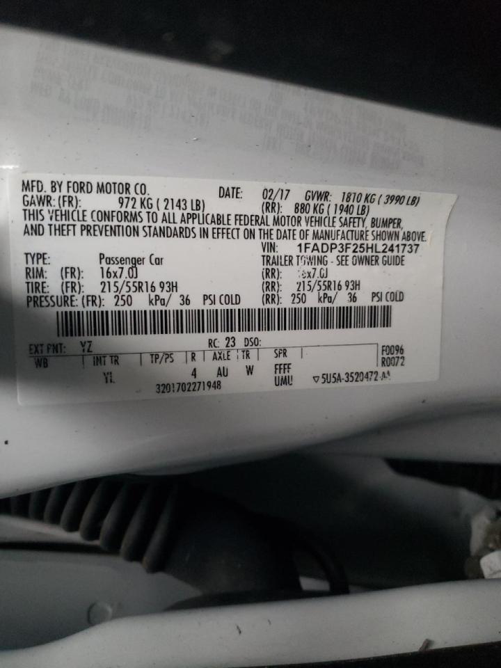 Photo 10 from auction – 2017 FORD FOCUS SE with VIN 1FADP3F25HL241737