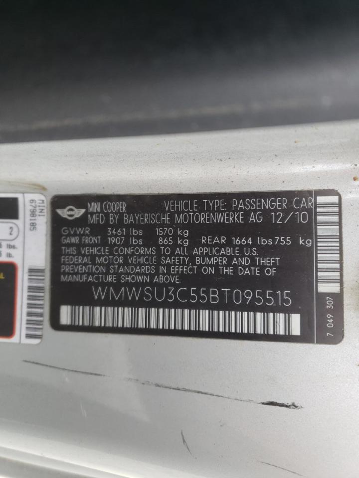 Photo 10 from auction – 2011 MINI COOPER with VIN WMWSU3C55BT095515