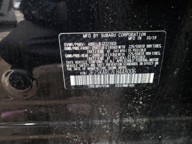 Photo 10 from auction – 2020 SUBARU FORESTER S with VIN JF2SKARC7LH448006