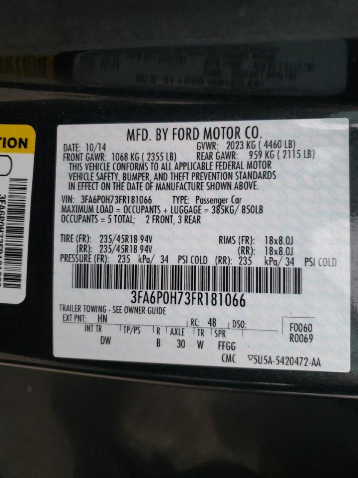 Photo 10 from auction – 2015 FORD FUSION SE with VIN 3FA6P0H73FR181066