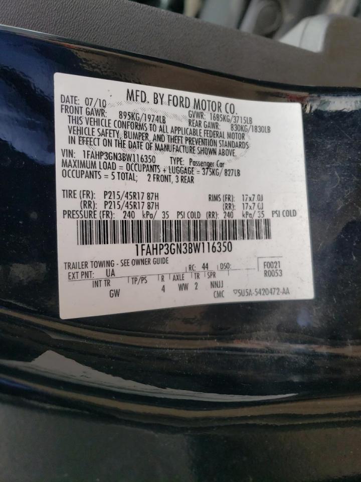 Photo 10 from auction – 2011 FORD FOCUS SES with VIN 1FAHP3GN3BW116350