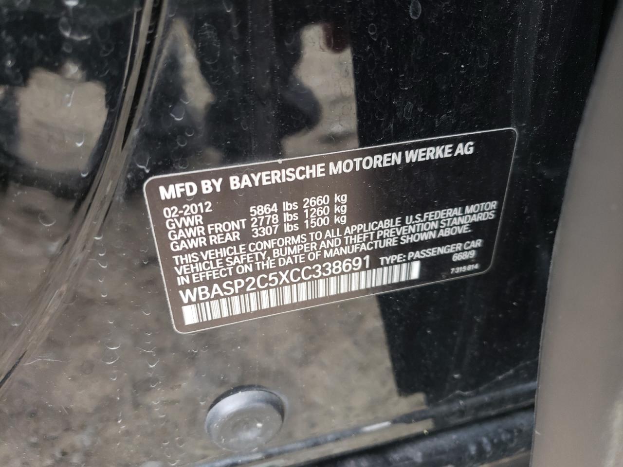 Photo 10 from auction – 2012 BMW 535 XIGT with VIN WBASP2C5XCC338691