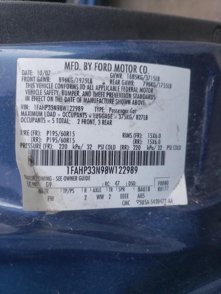Photo 10 from auction – 2008 FORD FOCUS SE with VIN 1FAHP33N98W122989