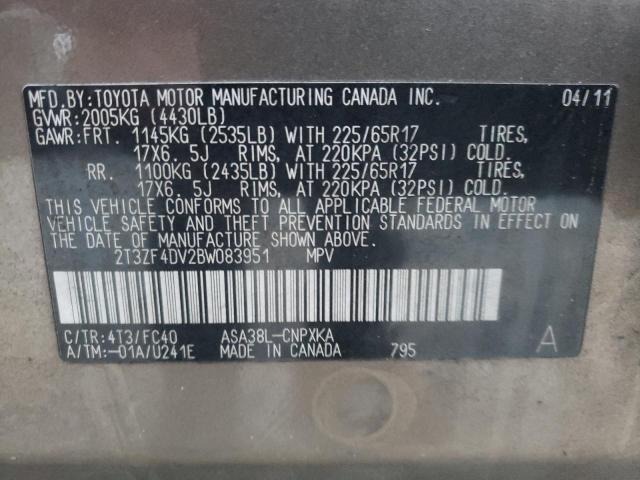 Photo 10 from auction – 2011 TOYOTA RAV4 with VIN 2T3ZF4DV2BW083951