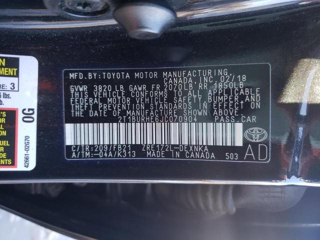 Photo 10 from auction – 2018 TOYOTA COROLLA L with VIN 2T1BURHE6JC070904