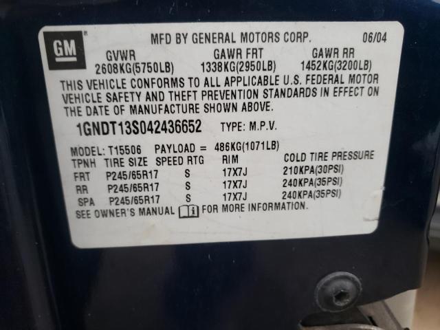 Photo 10 from auction – 2004 CHEVROLET TRAILBLAZE with VIN 1GNDT13S042436652