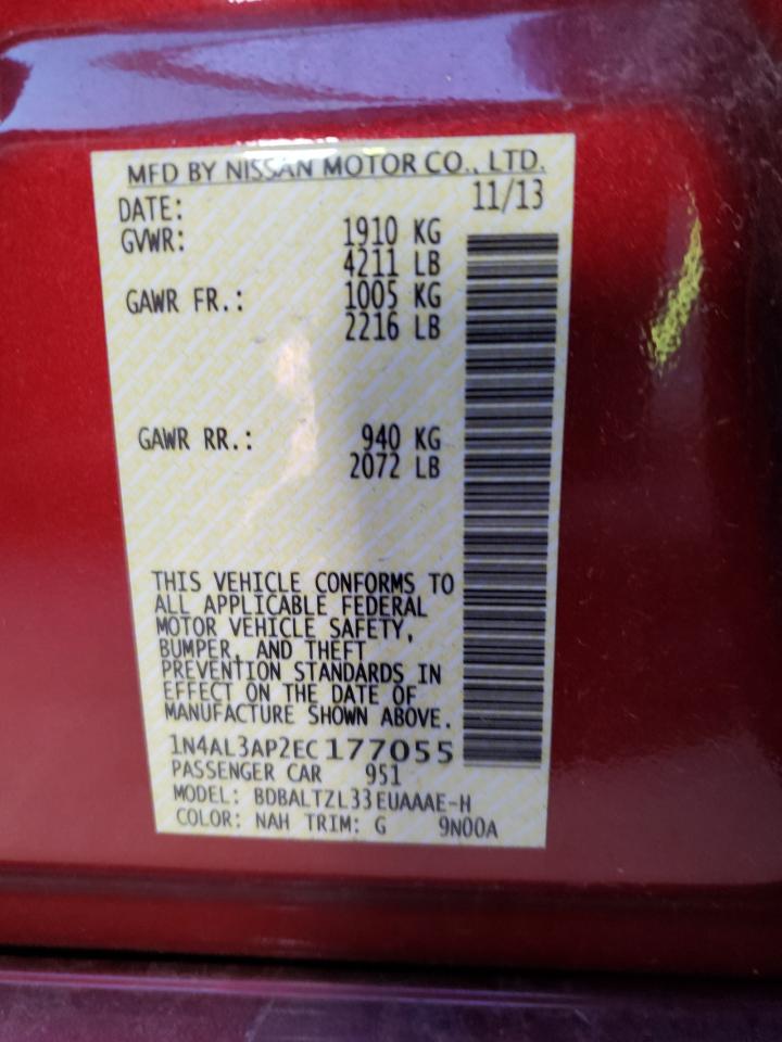 Photo 10 from auction – 2014 NISSAN ALTIMA 2.5 with VIN 1N4AL3AP2EC177055