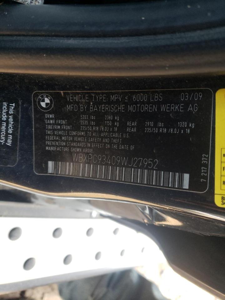 Photo 10 from auction – 2009 BMW X3 XDRIVE3 with VIN WBXPC93409WJ27952