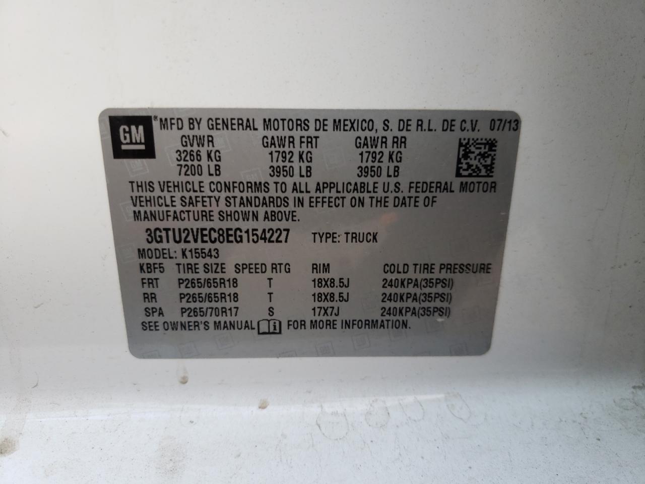 Photo 10 from auction – 2014 GMC SIERRA K15 with VIN 3GTU2VEC8EG154227