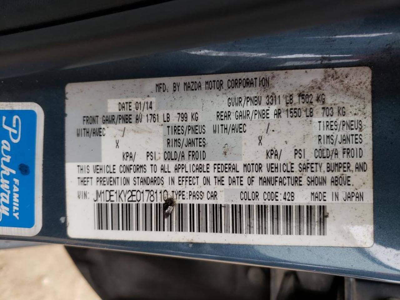 Photo 10 from auction – 2014 MAZDA MAZDA2 SPO with VIN JM1DE1KY2E0178110