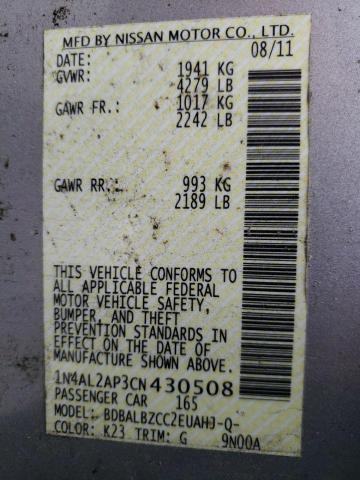 Photo 10 from auction – 2012 NISSAN ALTIMA BAS with VIN 1N4AL2AP3CN430508