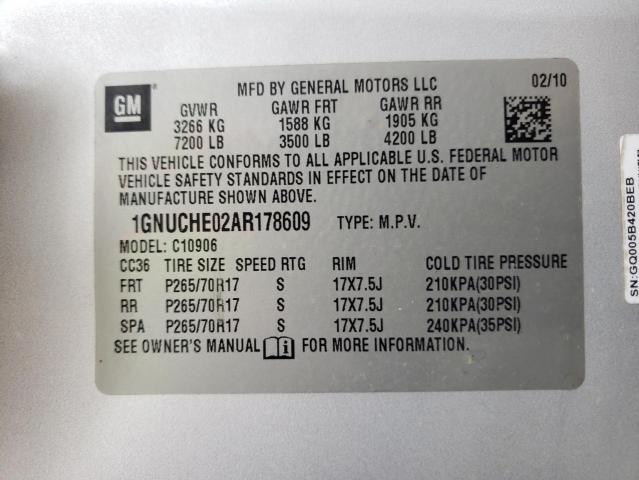 Photo 10 from auction – 2010 CHEVROLET SUBURBAN C with VIN 1GNUCHE02AR178609