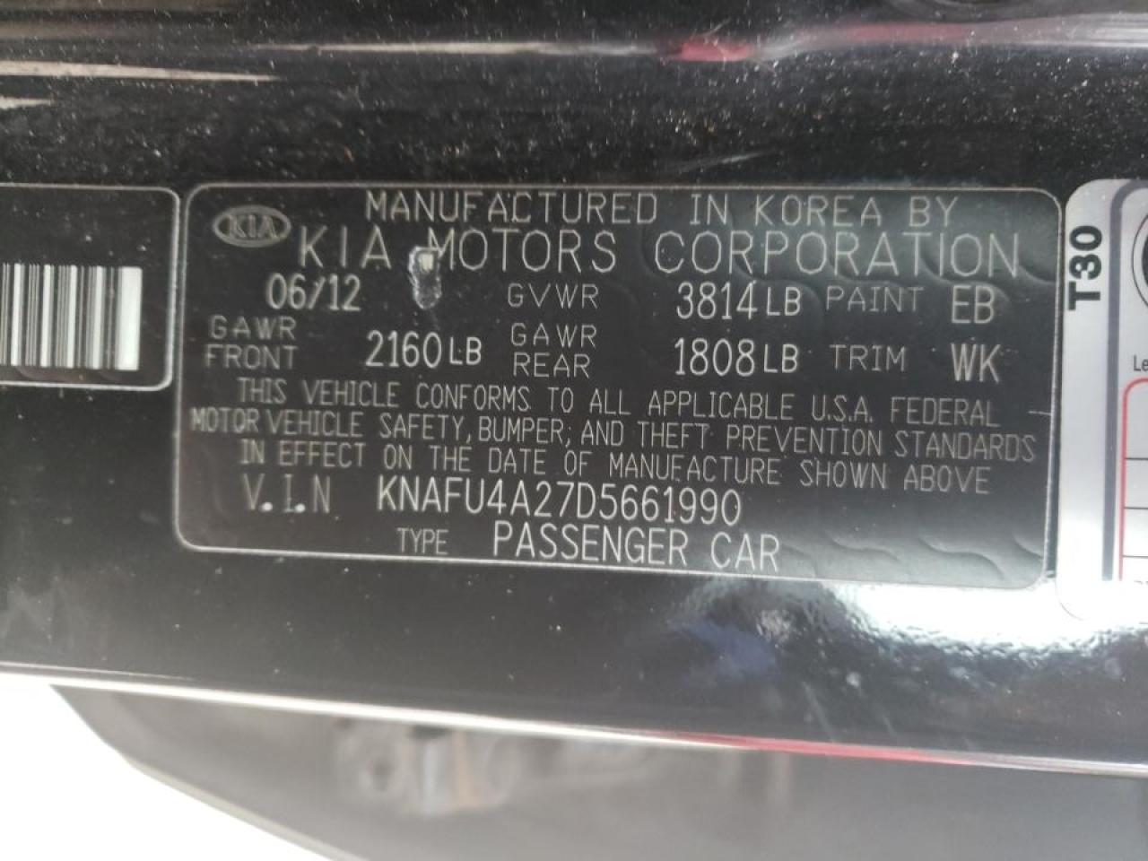 Photo 10 from auction – 2013 KIA FORTE EX with VIN KNAFU4A27D5661990