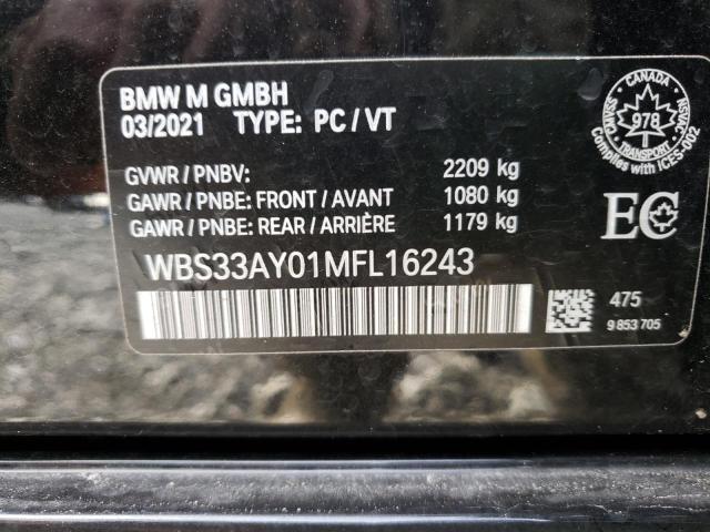 BMW M3 COMPETI 2021 with VIN WBS33AY01MFL16243 - Photo from auction