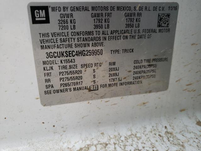 Photo 10 from auction – 2017 CHEVROLET SILVERADO with VIN 3GCUKSEC4HG259950