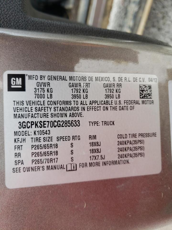 Photo 10 from auction – 2012 CHEVROLET SILVERADO with VIN 3GCPKSE70CG285633