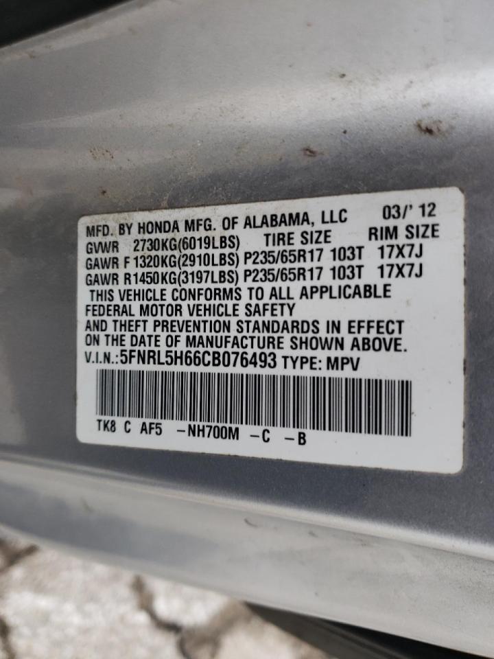 Photo 10 from auction – 2012 HONDA ODYSSEY EX with VIN 5FNRL5H66CB076493