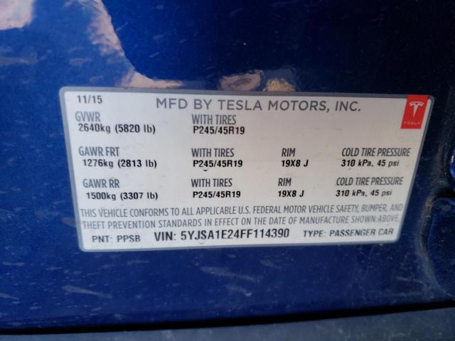 Photo 10 from auction – 2015 TESLA MODEL S with VIN 5YJSA1E24FF114390