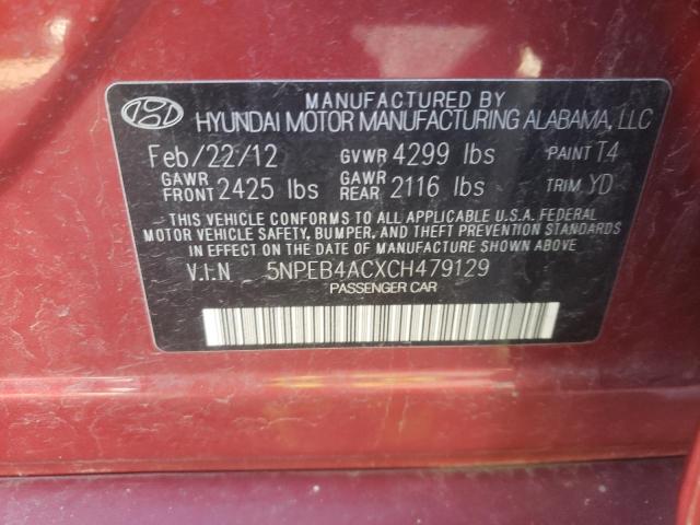 Photo 10 from auction – 2012 HYUNDAI SONATA GLS with VIN 5NPEB4ACXCH479129