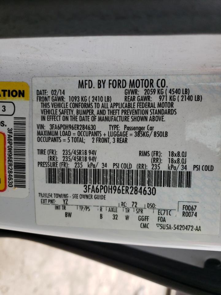 Photo 10 from auction – 2014 FORD FUSION SE with VIN 3FA6P0H96ER284630
