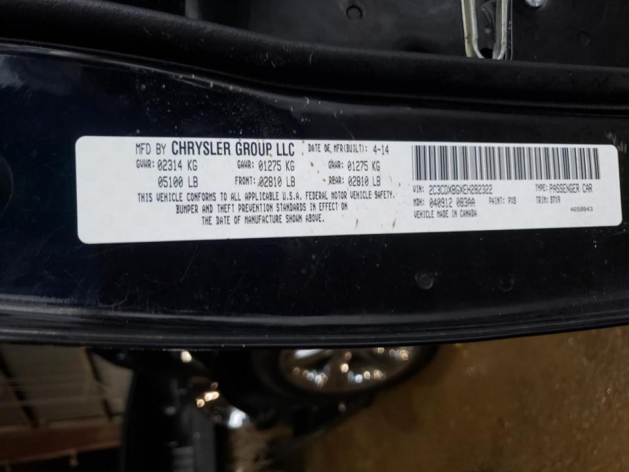 Photo 10 from auction – 2014 DODGE CHARGER SE with VIN 2C3CDXBGXEH282322
