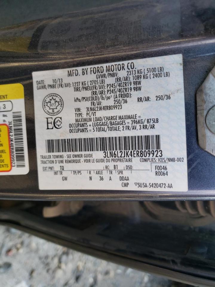 Photo 10 from auction – 2014 LINCOLN MKZ with VIN 3LN6L2JK4ER809923