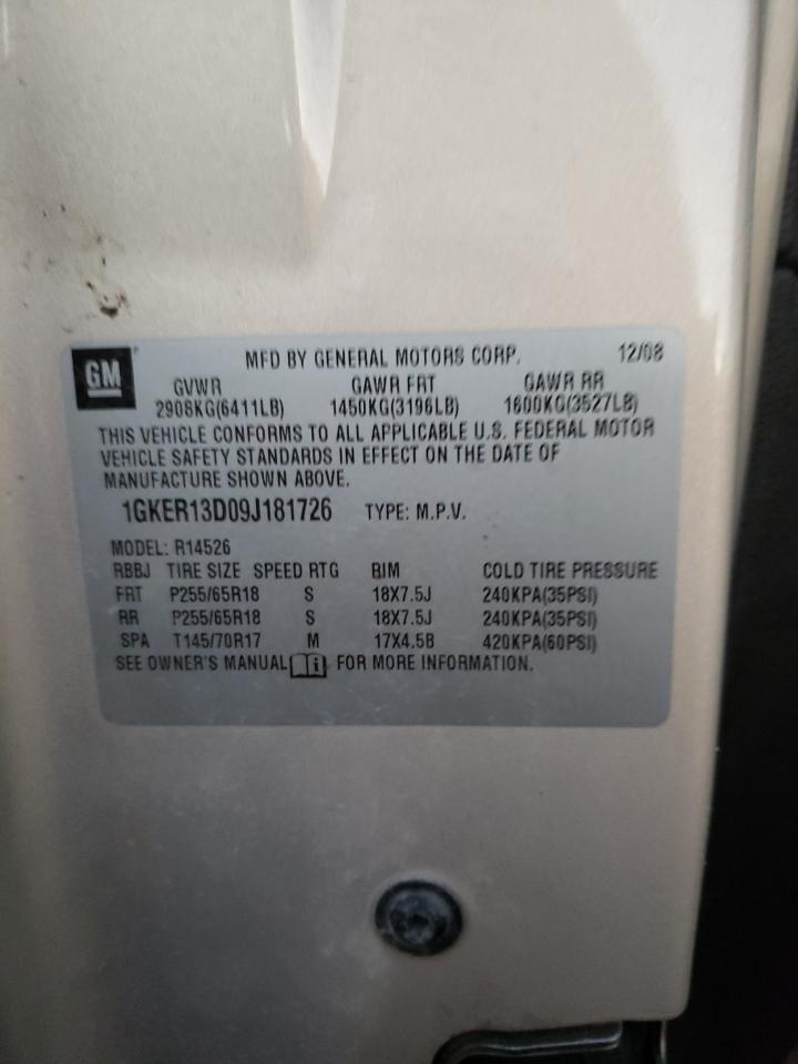 Фото 10 с аукциона – 2009 GMC ACADIA SLE с VIN 1GKER13D09J181726