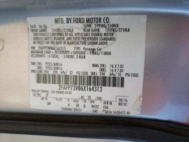 Photo 10 from auction – 2006 FORD CROWN VICT with VIN 2FAFP73V86X164313