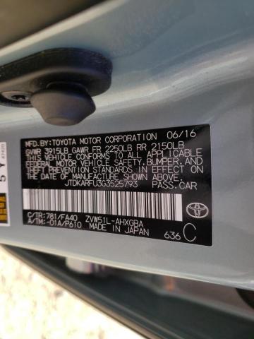 Photo 10 from auction – 2016 TOYOTA PRIUS with VIN JTDKARFU3G3525793