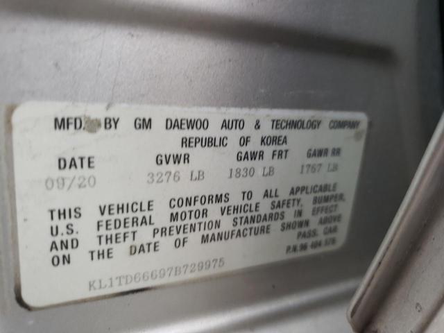Photo 10 from auction – 2007 CHEVROLET AVEO BASE with VIN KL1TD66697B729975