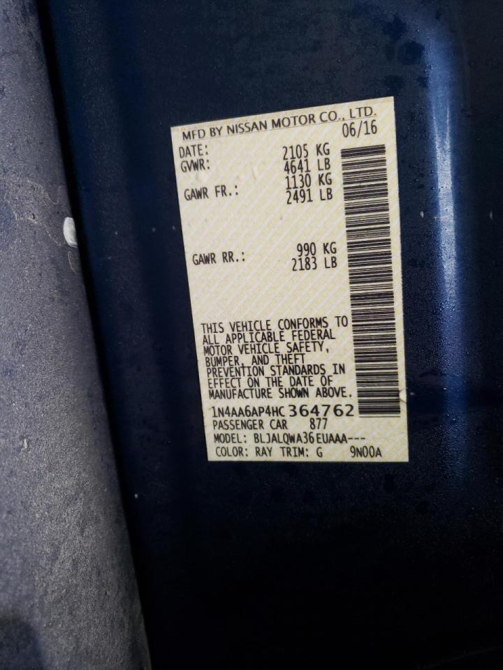 Photo 10 from auction – 2017 NISSAN MAXIMA 3.5 with VIN 1N4AA6AP4HC364762
