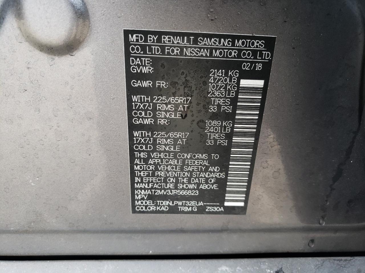 Photo 10 from auction – 2018 NISSAN ROGUE S with VIN KNMAT2MV3JP566823