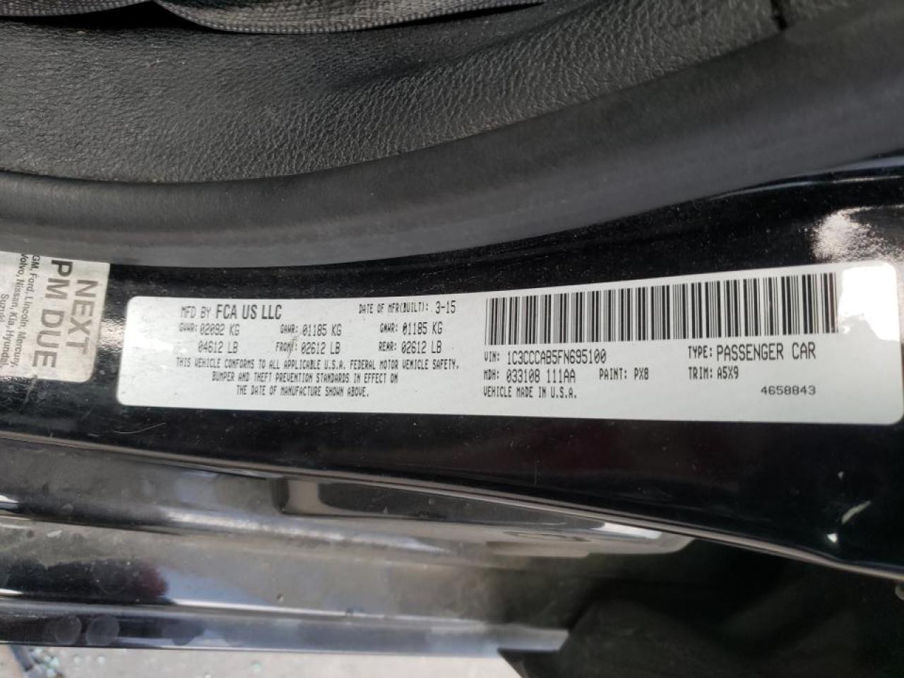 Photo 10 from auction – 2015 CHRYSLER 200 LIMITE with VIN 1C3CCCAB5FN695100