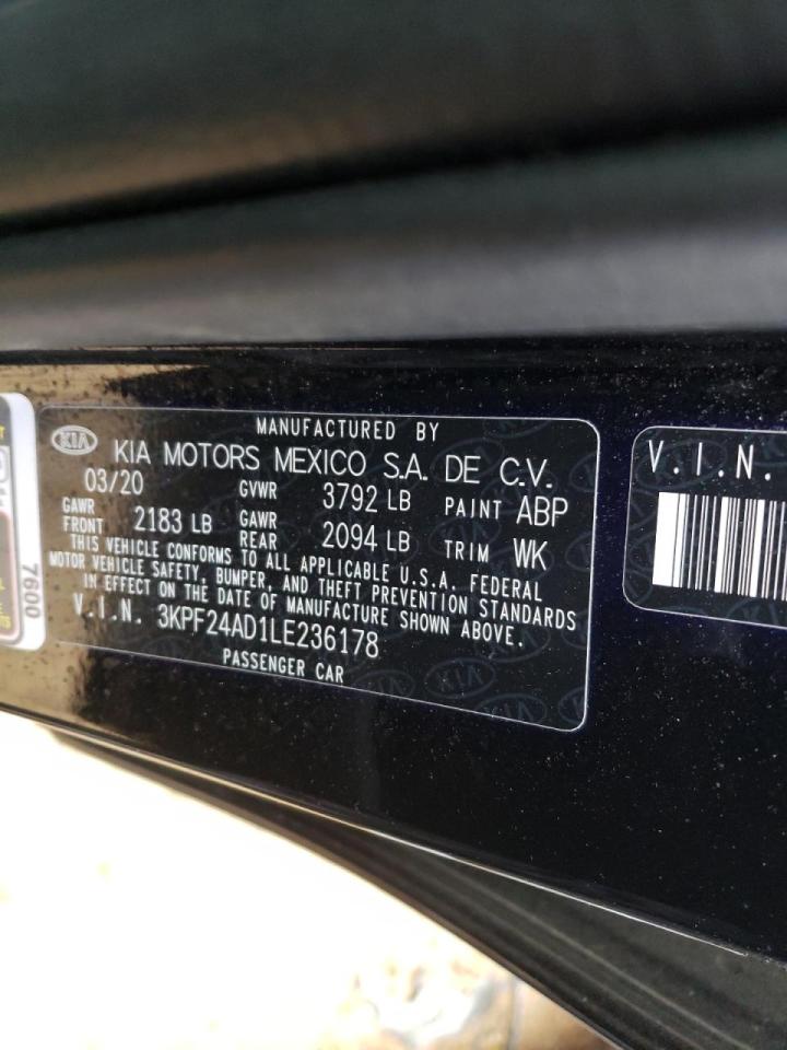 Photo 10 from auction – 2020 KIA FORTE FE with VIN 3KPF24AD1LE236178