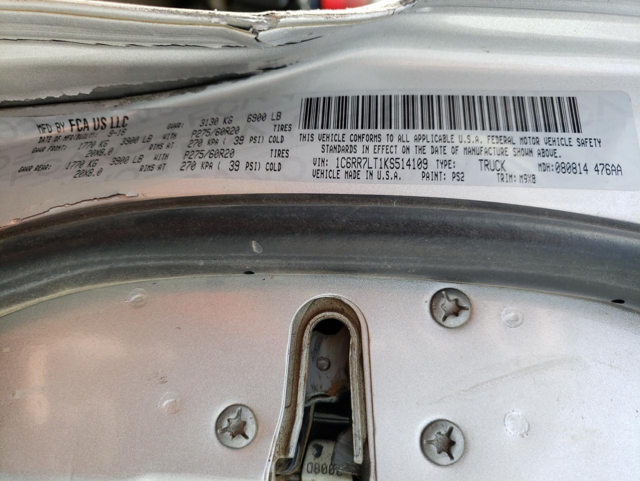 Photo 10 from auction – 2019 RAM 1500 CLASS with VIN 1C6RR7LT1KS514109