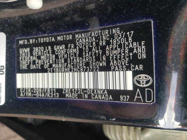 Photo 10 from auction – 2017 TOYOTA COROLLA L with VIN 2T1BURHE2HC873722