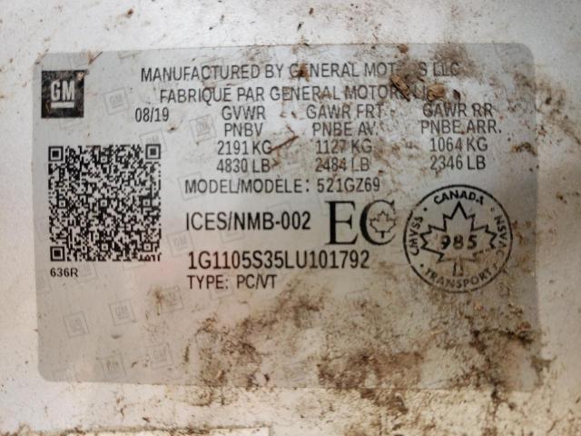 Photo 10 from auction – 2020 CHEVROLET IMPALA PRE with VIN 1G1105S35LU101792