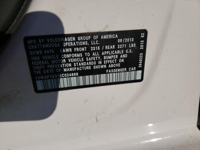 Photo 10 from auction – 2014 VOLKSWAGEN PASSAT with VIN 1VWAP7A31EC024666