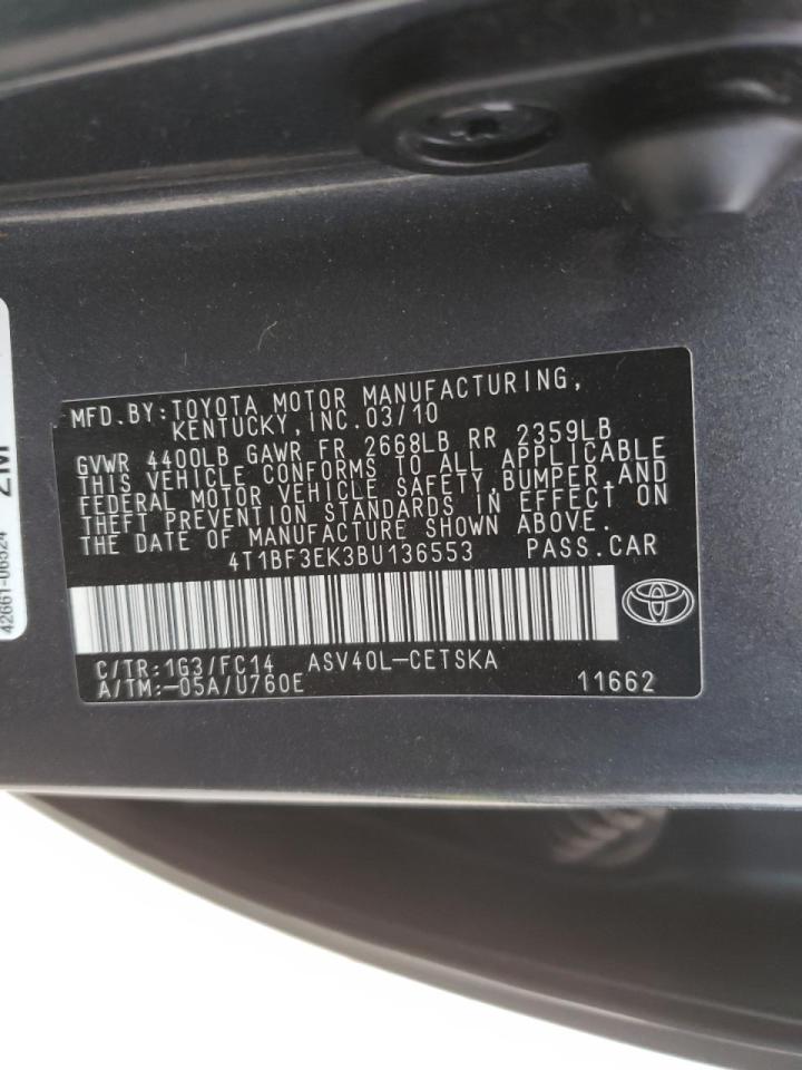 Foto 10 de la subasta – 2011 TOYOTA CAMRY BASE con VIN 4T1BF3EK3BU136553