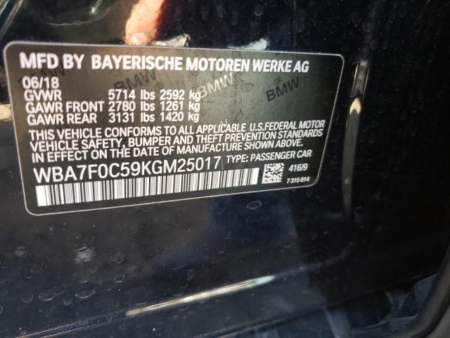 Photo 10 from auction – 2019 BMW 750 I with VIN WBA7F0C59KGM25017