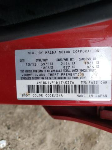 Photo 10 from auction – 2013 MAZDA 3 I with VIN JM1BL1VP1D1740376