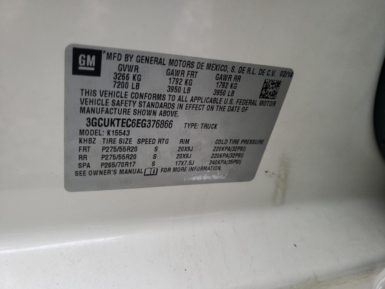 Photo 10 from auction – 2014 CHEVROLET SILVERADO with VIN 3GCUKTEC6EG376866