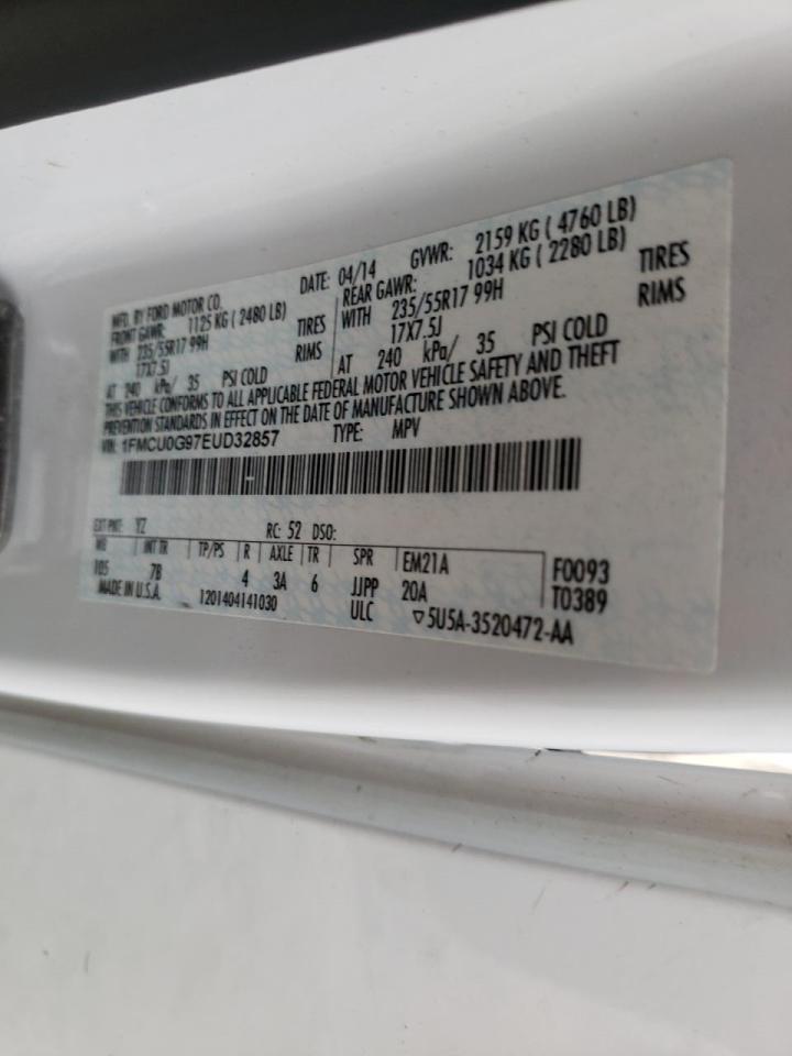Photo 10 from auction – 2014 FORD ESCAPE SE with VIN 1FMCU0G97EUD32857