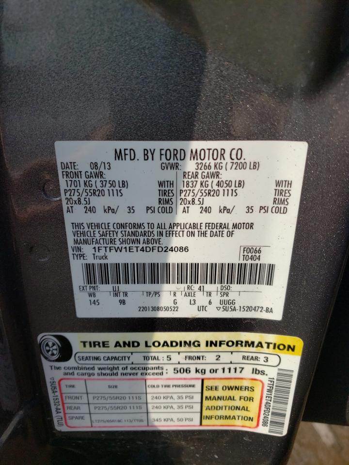 Photo 10 from auction – 2013 FORD F150 SUPER with VIN 1FTFW1ET4DFD24086