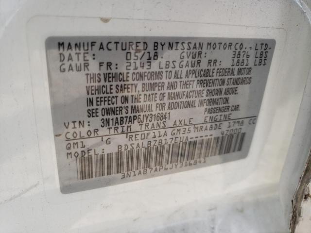 Photo 10 from auction – 2018 NISSAN SENTRA with VIN 3N1AB7AP6JY316841